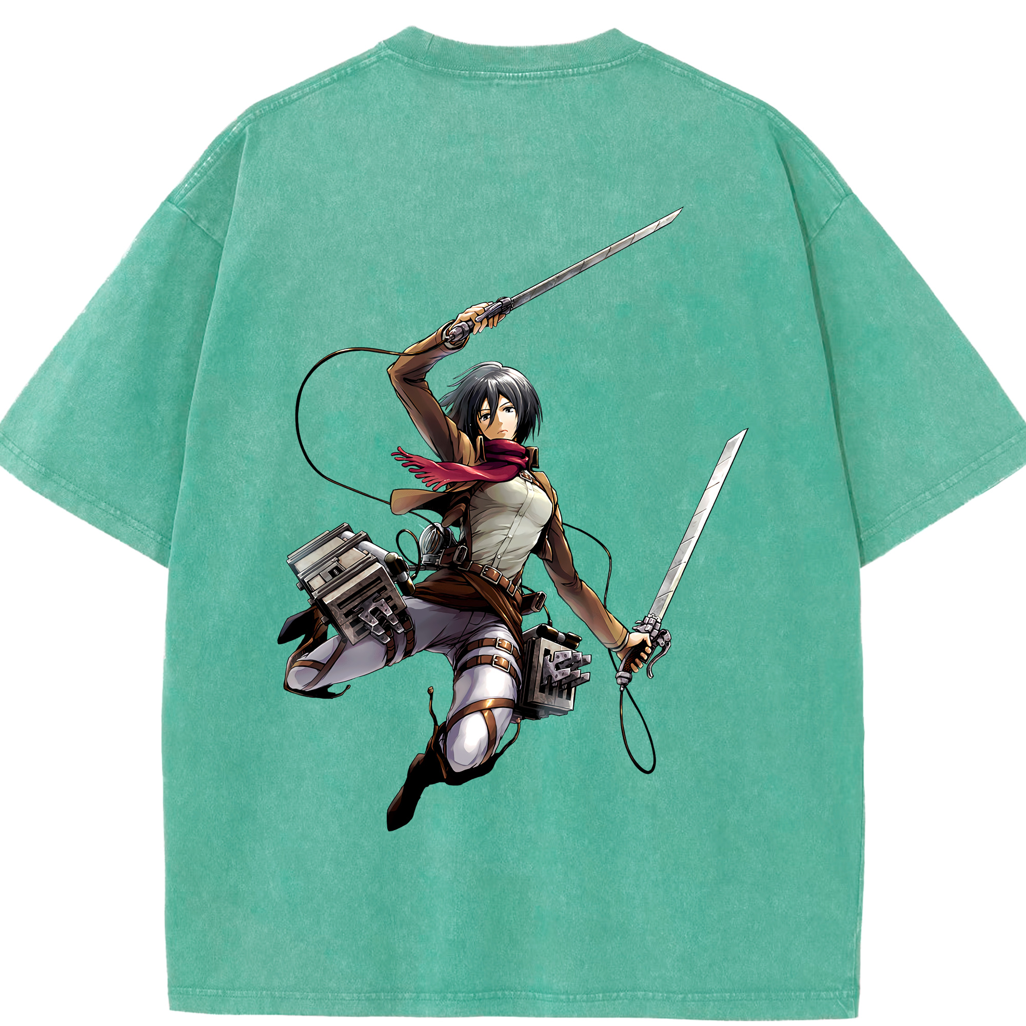 （画像用） 進撃の巨人 ミカサ·アッカーマン Attack on Titan Mikasa Ackerman 綿100% ヴィンテージ風 半袖Tシャツ（背面プリント）